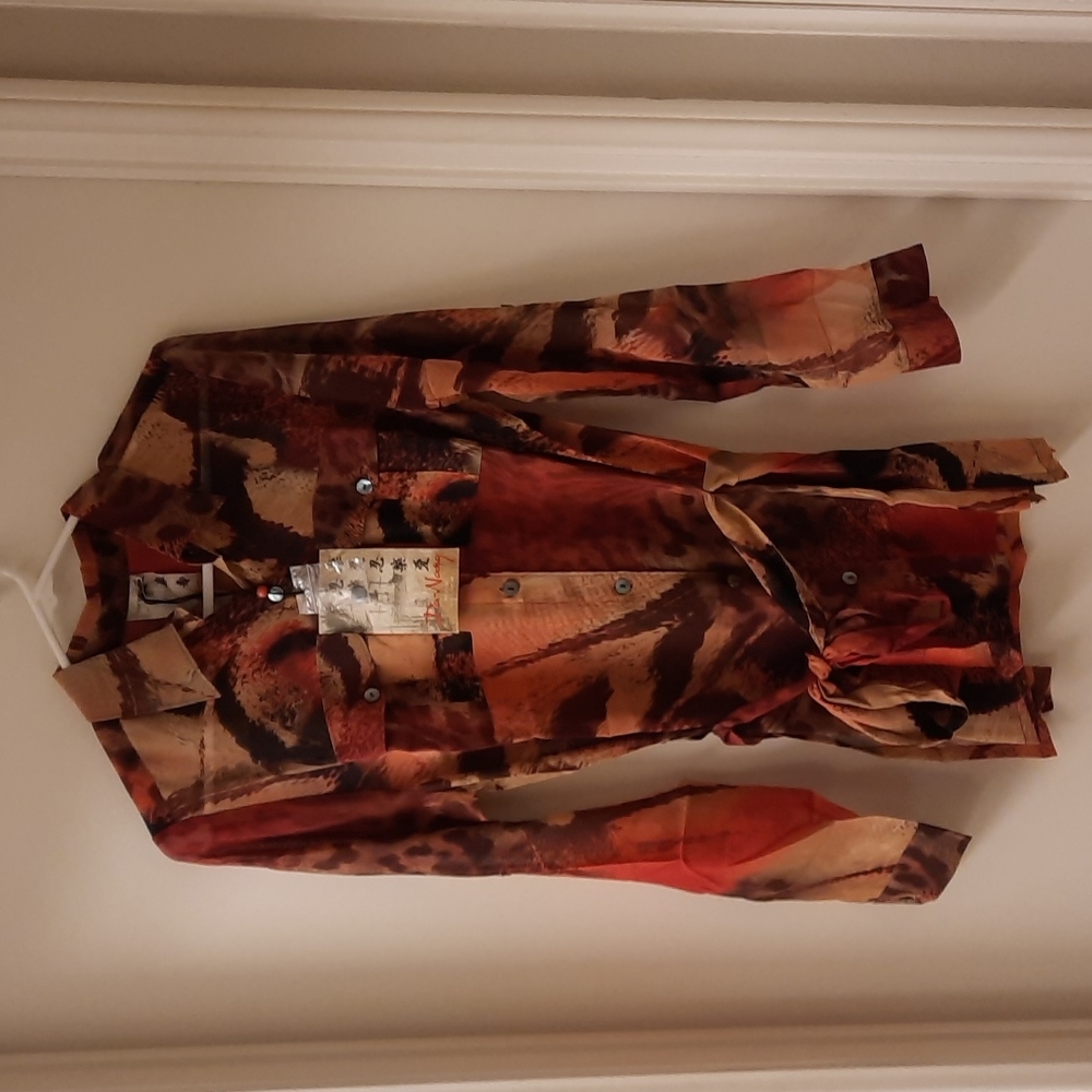 NWT, Da-Nang Long Sleeve 100% Silk Sheer Blouse